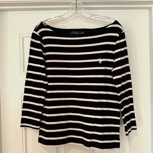 POLO RALPH LAUREN BLACK & WHITE STRIPED TEE LARGE